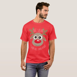 Julrött Cute Tecknad Reindeer Roligt T Shirt