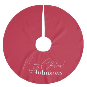 Julrött enkel modern familj julgransmatta borstad polyester