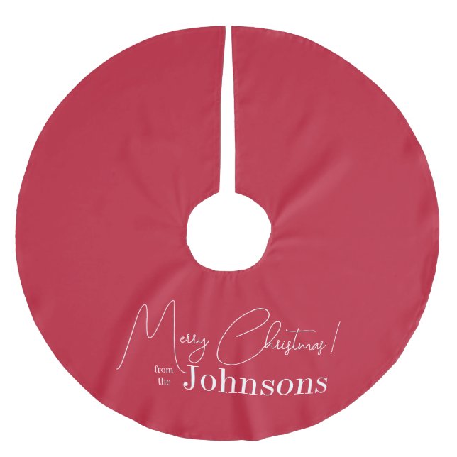 Julrött enkel modern familj julgransmatta borstad polyester (Framsidan)