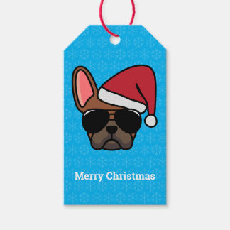 Julrött Fransk Bulldog Gift Märkre Presentetikett