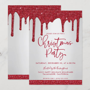 Julrött Glitter-drivrutiner jul Party Inbjudningar