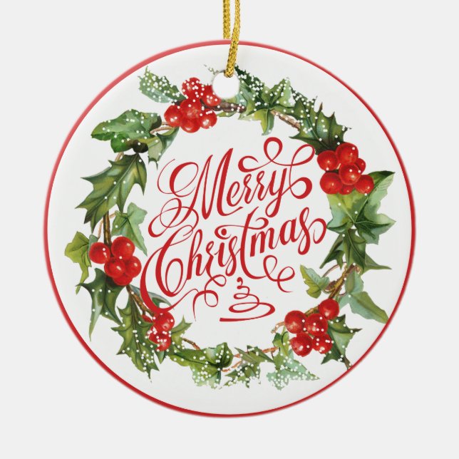 Julrött Grönt, andedräkt, ivy Typografi Julgransprydnad Keramik (Framsidan)