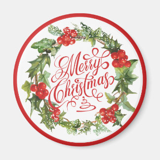 Julrött Grönt, andedräkt, ivy Typografi Magnet