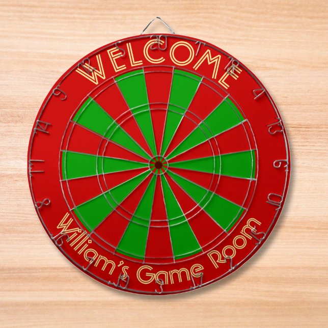 Julrött Grönt Anpassningsbar Metall Cage House Par Darttavla (Christmas Red Green Custom Metal Cage House Party Dart Board)