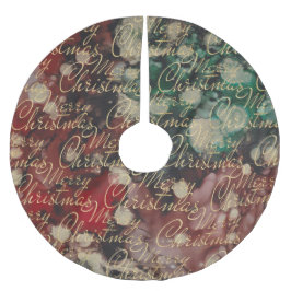 Julrött Grönt Guld Swirls Julgransmatta Borstad Polyester