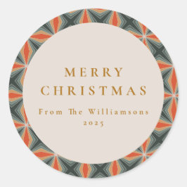 Julrött Grönt i mitten av århundradet Stars Anpass Runt Klistermärke