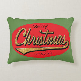 Julrött/Grönt Pillow "God jul, BCE" Prydnadskudde