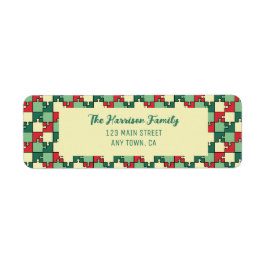 Julrött Grönt Puzzle Biet Geometric Returadress Etikett