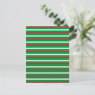 Julrött grönt vit rand mönster helgdag vykort