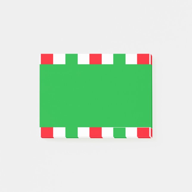 Julrött Grönt White Rand Festive Helgdag Post-it Block (Framsida)