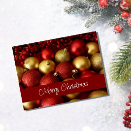 Julrött Guld, festive Script Typography Helg Vykort