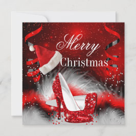 Julrött High Heel julfest Santa hat Inbjudningar