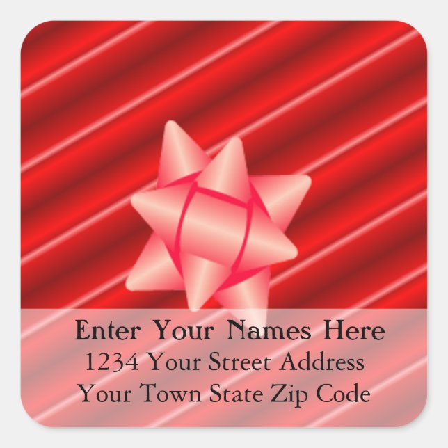Julrött i 3D-adressetikett Fyrkantigt Klistermärke (Framsida)