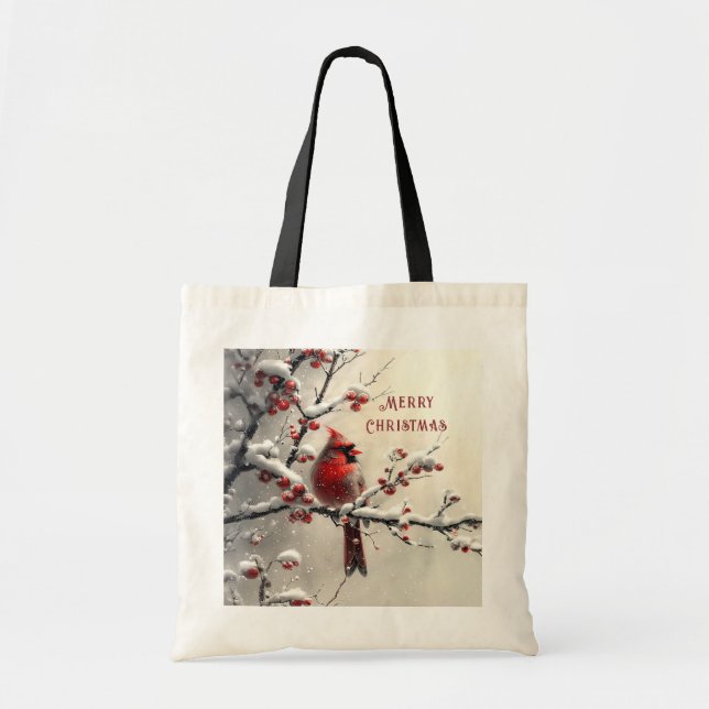 Julrött kardinal Helgdag Tote Bag Tygkasse (Framsidan)