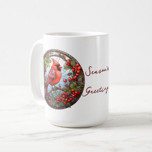 Julrött kardinal Holly Berries Festive Kaffemugg