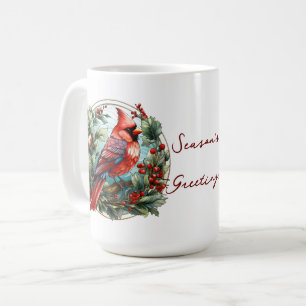 Julrött kardinal Holly Berries Festive Kaffemugg