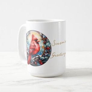 Julrött kardinal Holly Berries Festive Kaffemugg