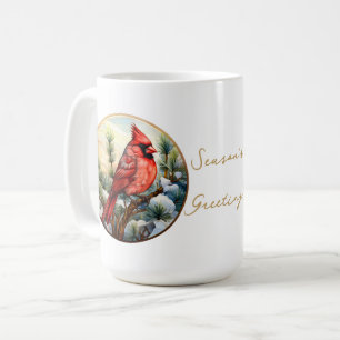 Julrött kardinal Holly Berries Festive Kaffemugg