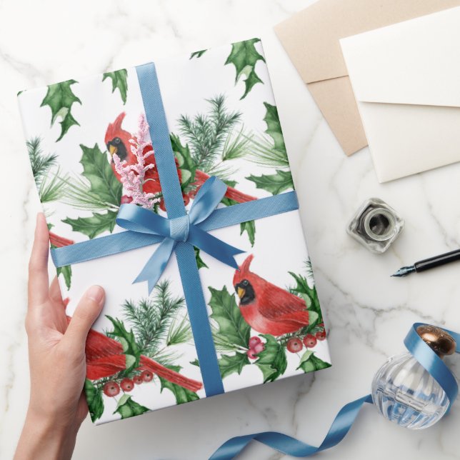 Julrött kardinalfåglar Gräs Cones Brunch Presentpapper (Gifting)