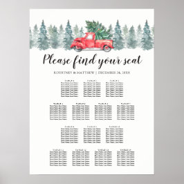 Julrött Lastbil 14 Bord-sittdiagram Poster