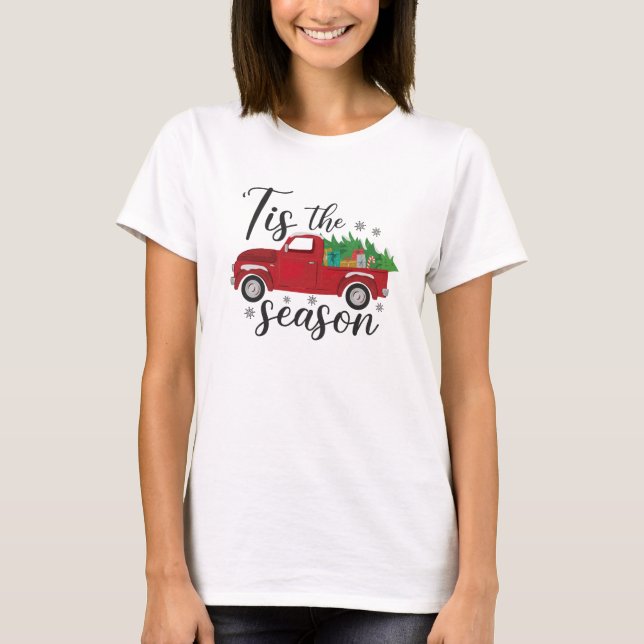 Julrött lastbil t shirt (Framsida)