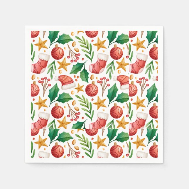 Julrött Lökar, Poinsettia Parts och Nöt Pappersservett (Framsidan)