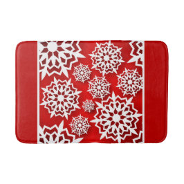 Julrött med White Snöflingor Badrumsmatta