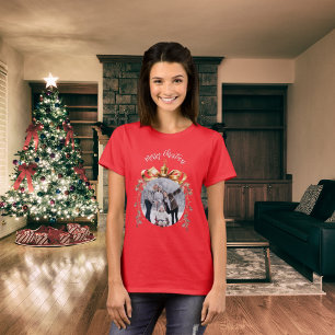 Julrött mobbat familjefotkvinna t shirt