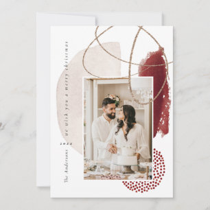 Julrött modernt geometriskt fotoport - Helgdag Julkort