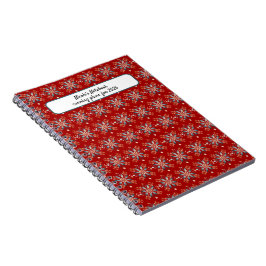 Julrött nordiskt folksnöflake anteckningsbok