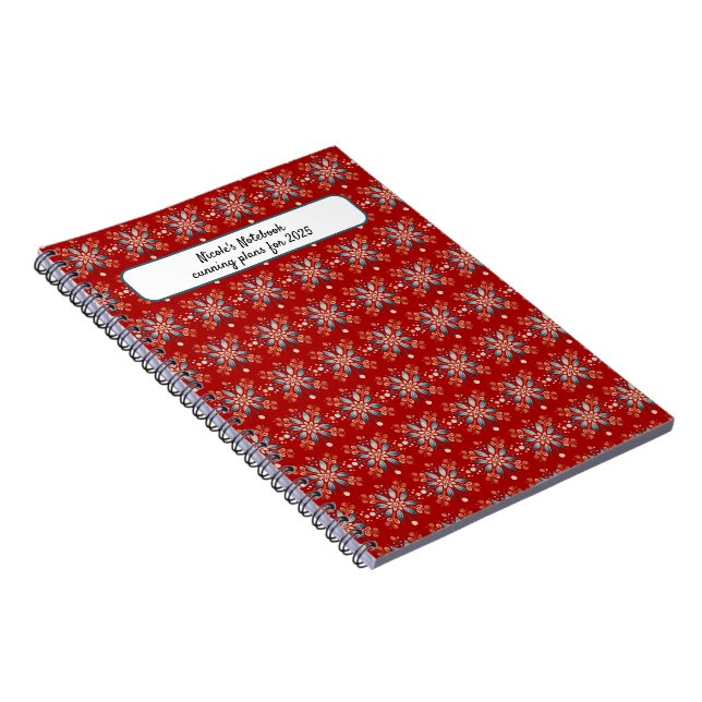 Julrött nordiskt folksnöflake anteckningsbok (Högra Sidan)