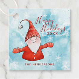 Julrött och blått Cute Gnome Glad helg Gåvor Etiketter