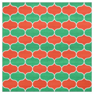 Julrött och Grönt Geometric Ogee Mönster Tyg