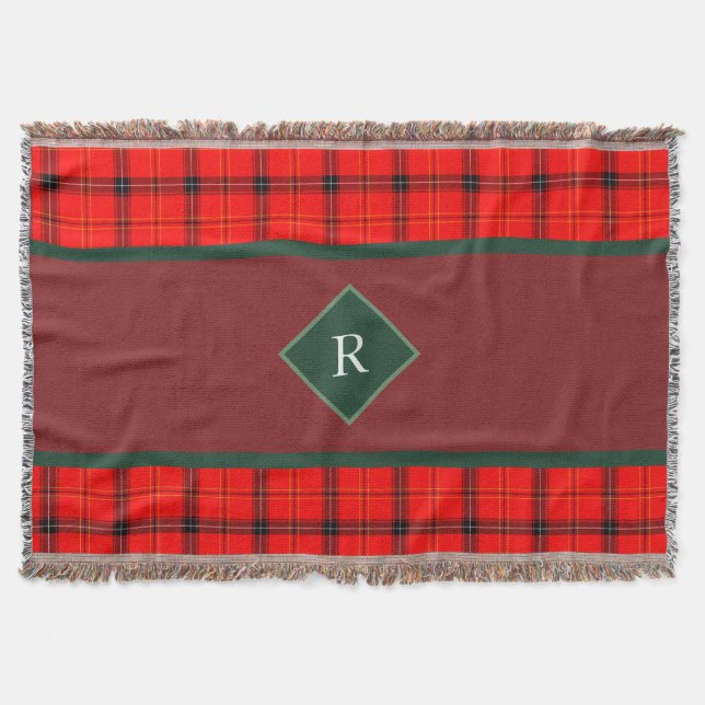 Julrött och Grönt Play Tartan Monogrammed Filt (Framsidan)