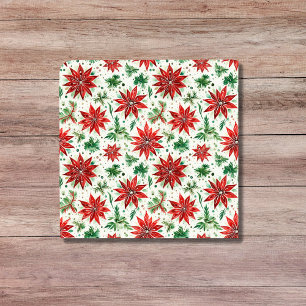 Julrött och Grönt Poinsettia-Blommigten Kakelplatta