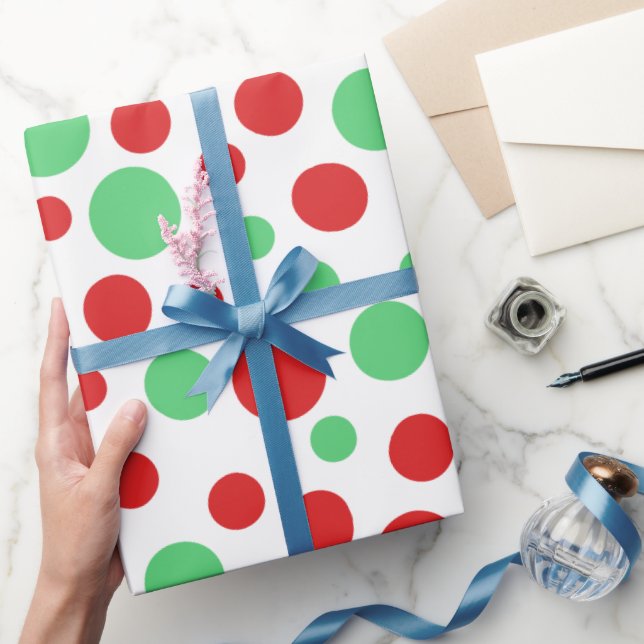 Julrött och grönt polka dots presentpapper (Gåvor)