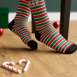 Julrött och Grönt Rand Helgdag Socks