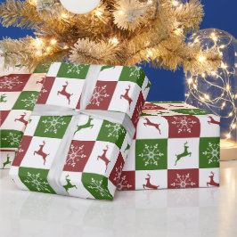 Julrött och grönt rensnusar mönster presentpapper