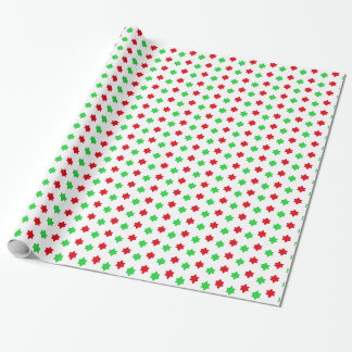 Julrött och Grönt Star Wrapping Papper Presentpapper