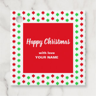 Julrött och Grönt Stars fyrkantsform Gåvor Etiketter