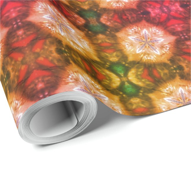 Julrött och Grönt Stars Mönster Helgdag Presentpapper (Rullad Hörn)