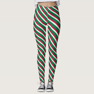 Julrött och grönt strimlad leggings