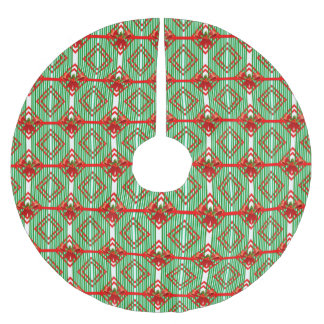 Julrött och Grönt Stripe Bow Retro Julgransmatta Borstad Polyester