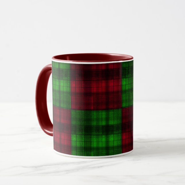 Julrött och Grönt tartan. Mugg (Framsida vänster)