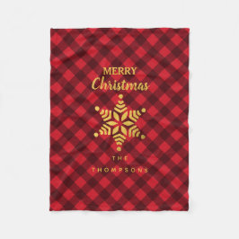 Julrött och svart Buffalo Play Star Snowflake Fleecefilt