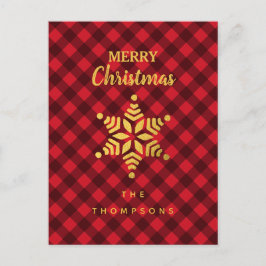 Julrött och svart Buffalo Play Star Snowflake Helg Vykort