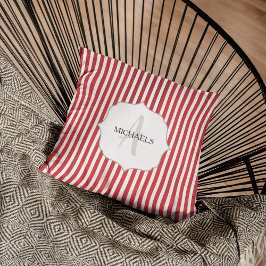 Julrött och vit Personlig Monogram Kudde