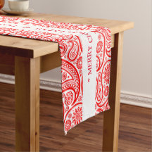 Julrött och vit vintage paisley mönster