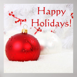 Julrött och vitt Glad helg Poster