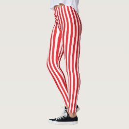 Julrött och vitt Lodrät Stripe Leggings